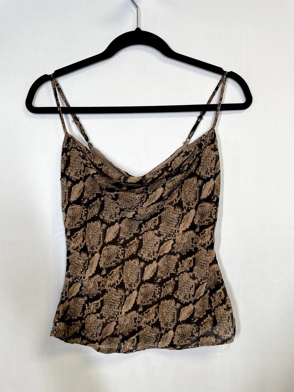ASTR THE LABEL Darla Cowl Neck Snake Print Cami Tank Top Brown Size S